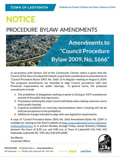Procedure Bylaw Amendment Notice